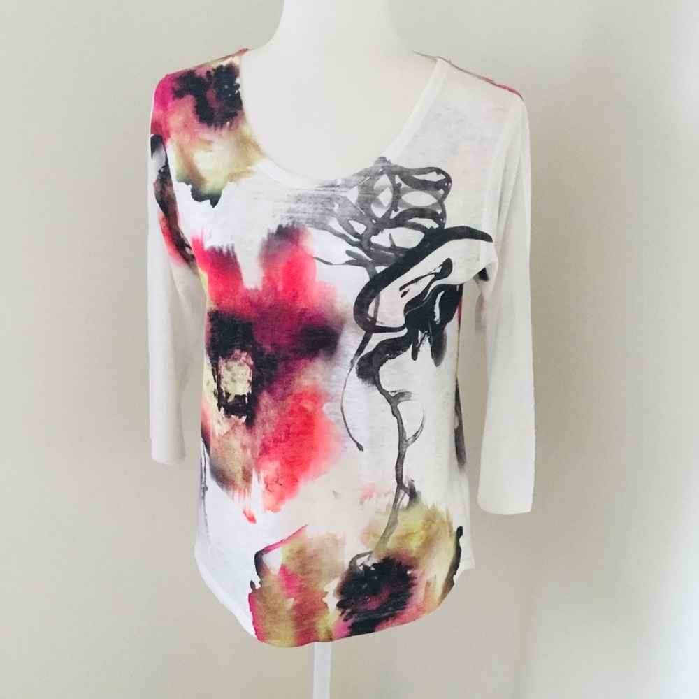Et' Lois Fiona Watercolor Splash Knit Top, NWT Size Small